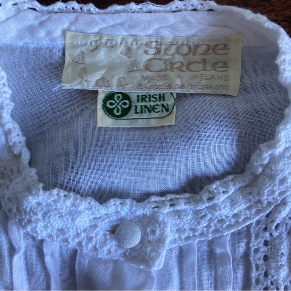 Irish Linen ☘️ Long Sleeve Victorian Style Blouse Size S-M Cream - Picture 14 of 14
